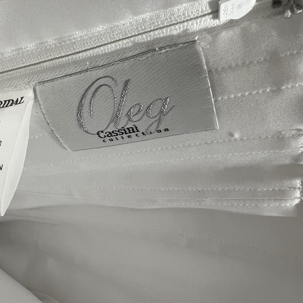 Oleg Cassini Strapless Beaded Satin Embroidered Wedding Dress Size 14 CT129 NWT - Picture 7 of 9